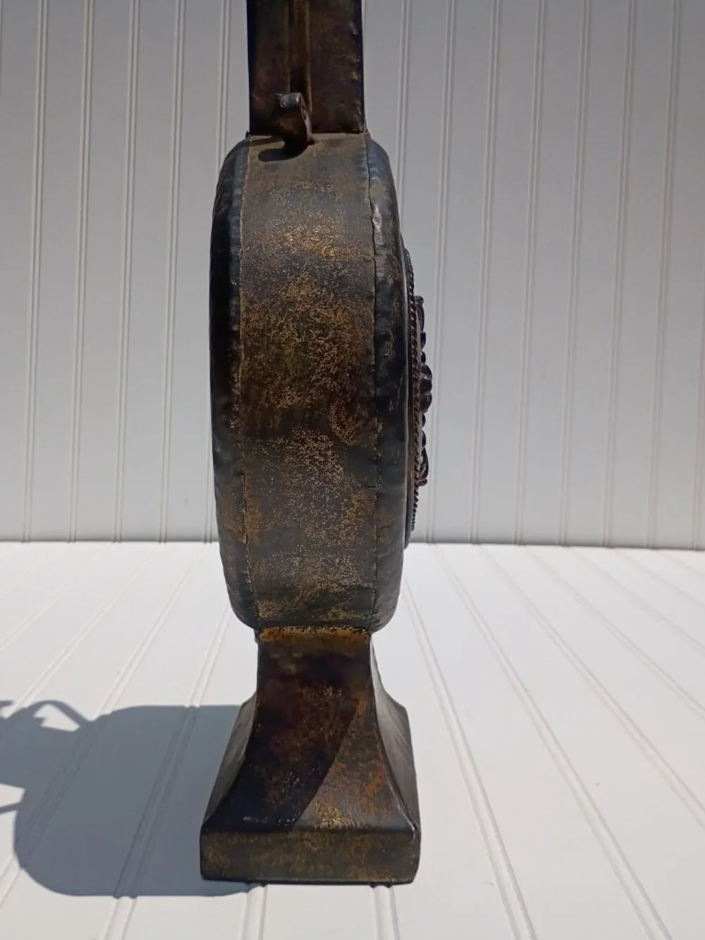Tuscan Style Metal Vase Hand Forged Wrought Iron Bronze Finish Rustic Handles